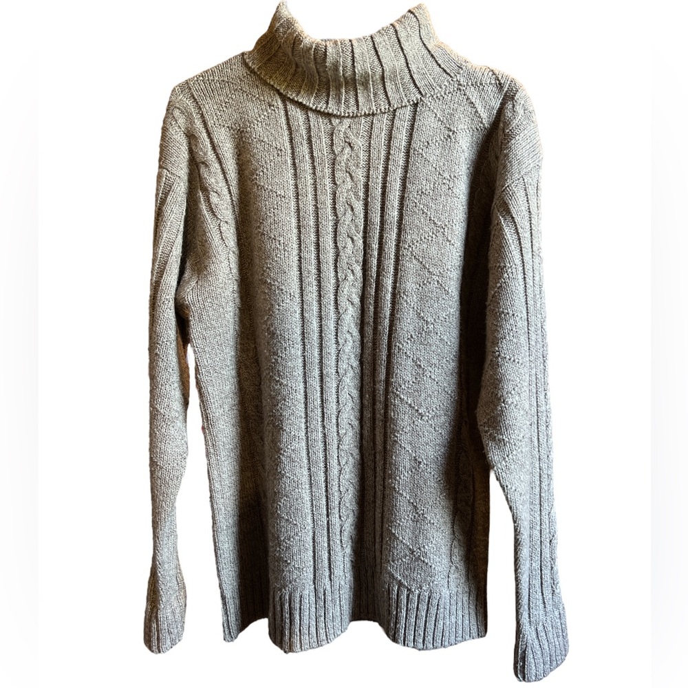 Structure Euc Tan Wool Blend Cable Knit Turtlenec… - image 1